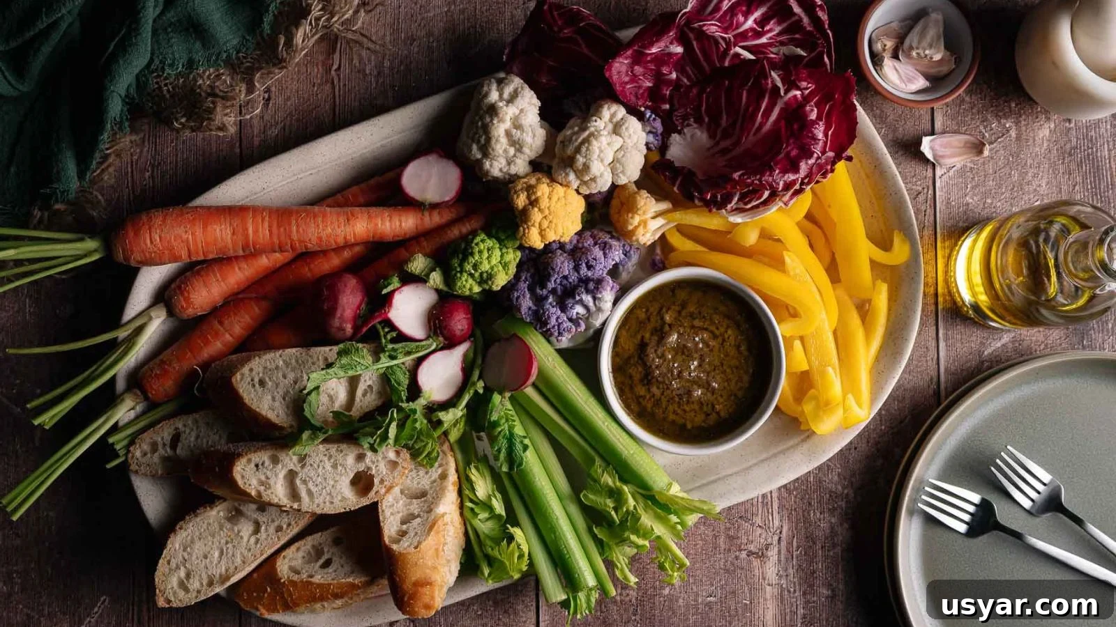 17 Potluck Appetizers to Get the Party Started 3 Bagna cauda made with warm garlic anchovy dip.