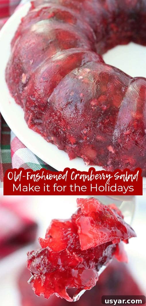 Old Fashioned Cranberry Salad with Pineapple and Pecans 20 Long pin collage Old Fashioned Cranberry Salad Make it for the Holidays!