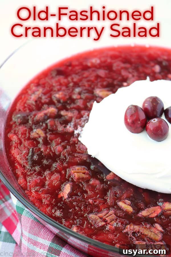 Old Fashioned Cranberry Salad with Pineapple and Pecans 7 Cranberry Salad in a clear bowl.