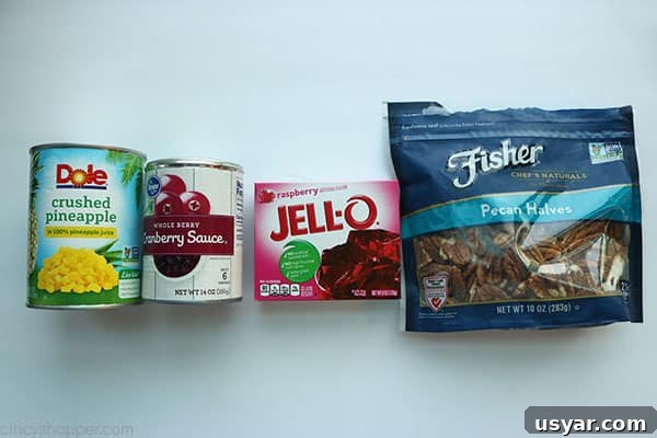 Old Fashioned Cranberry Salad with Pineapple and Pecans 9 Ingredients for Cranberry Salad.