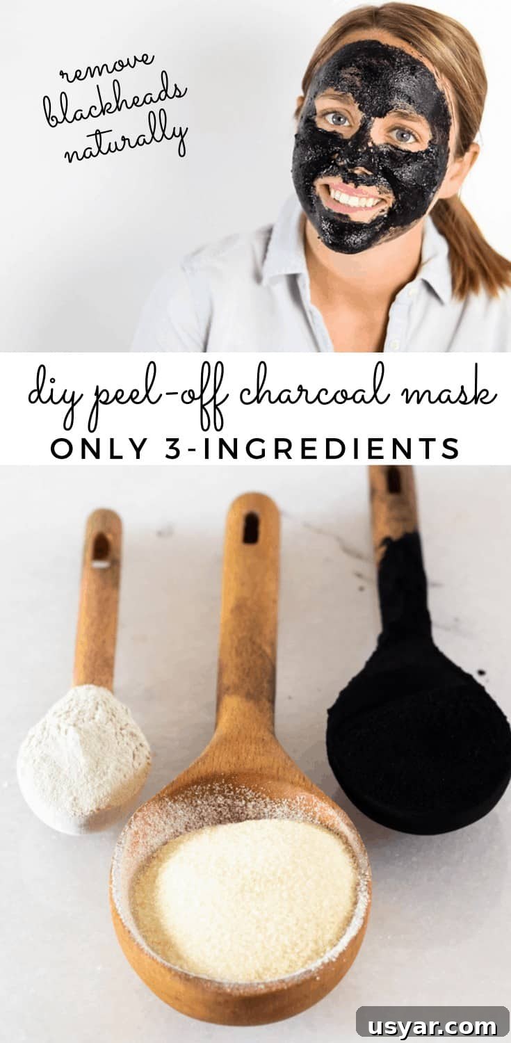 Homemade charcoal peel-off mask ingredients.