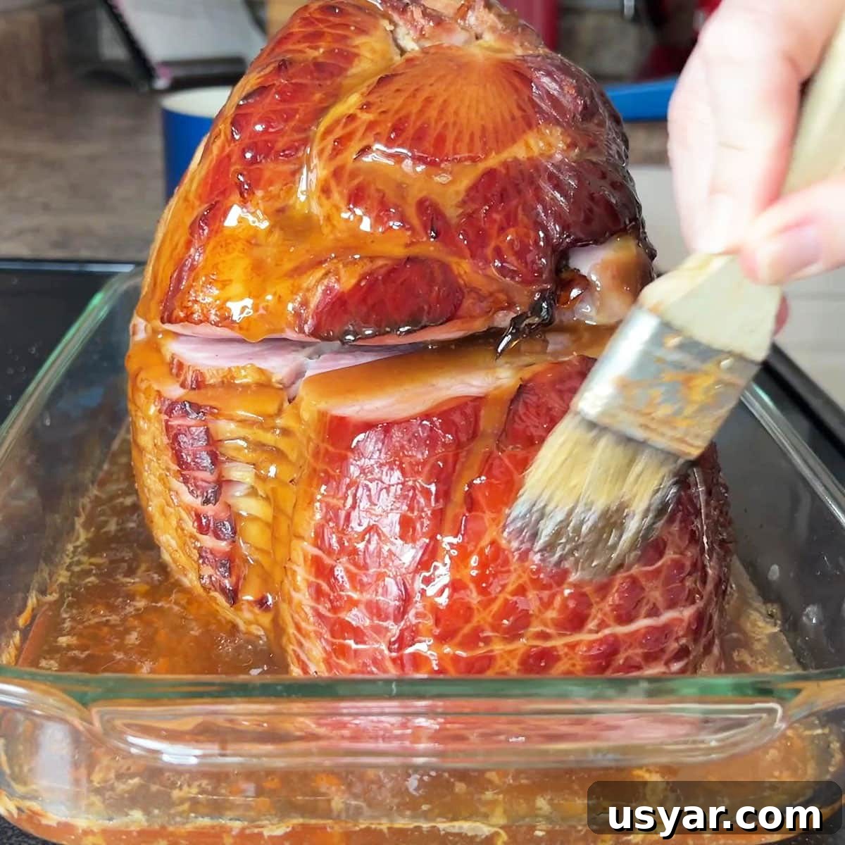 Coca Cola Glazed Ham Recipe 13 Basting the ham recipe using coca cola with the glaze.