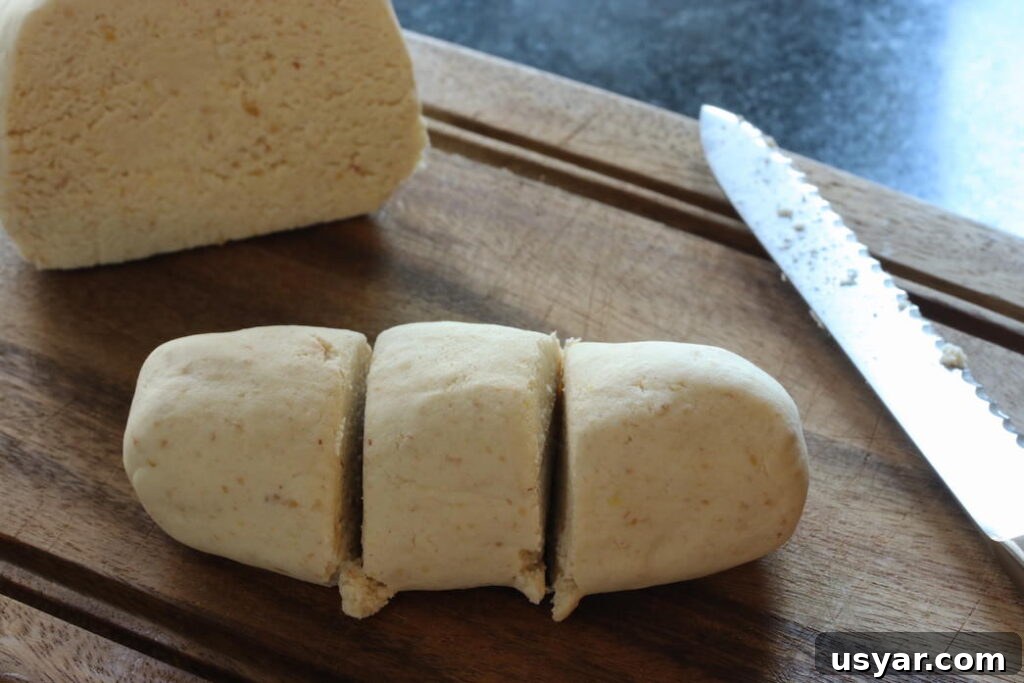 Gluten-Free Vegan Tortillas Recipe 4 Cassava flour dough cut into sections