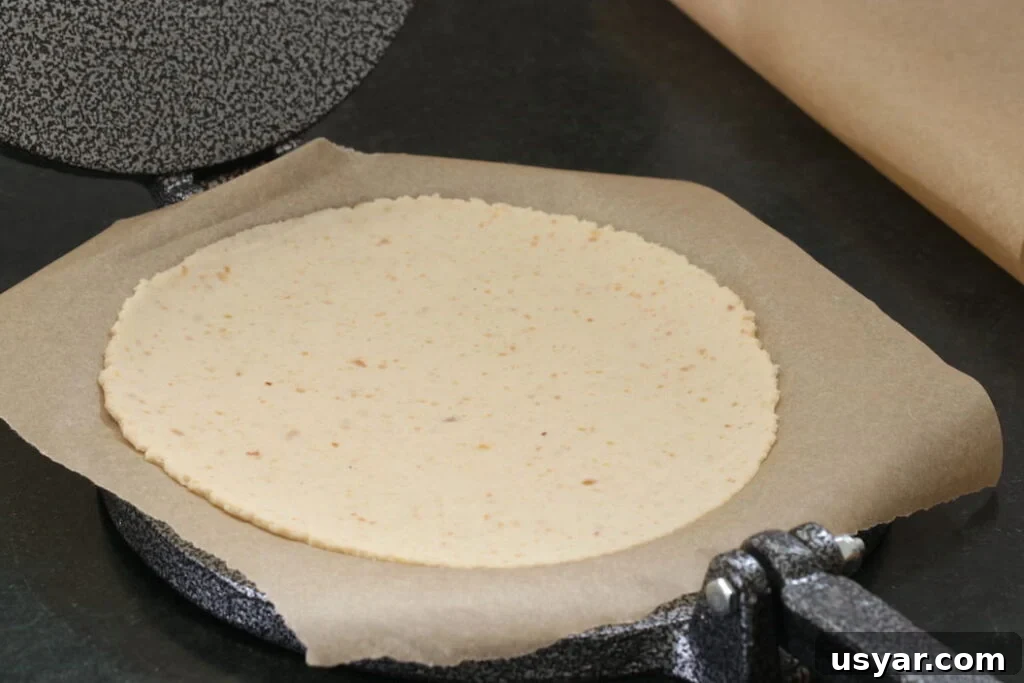 Gluten-Free Vegan Tortillas Recipe 6 Pressed tortilla