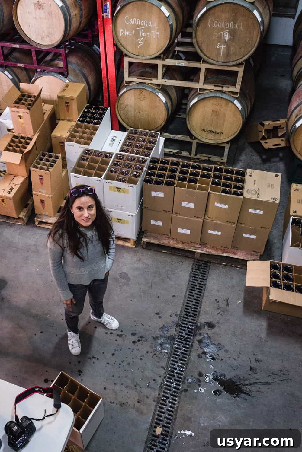 Being the scenes shot of me looking goofy in the wine storage room.