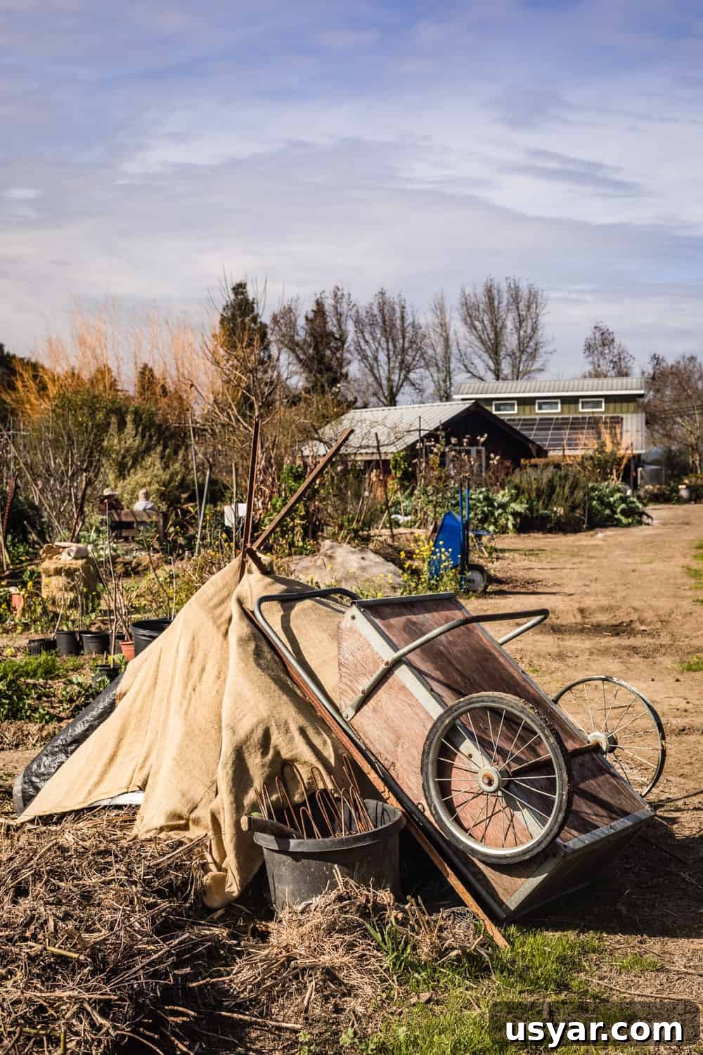 Farm equipment on Davero's biodynamic farm and winery.
