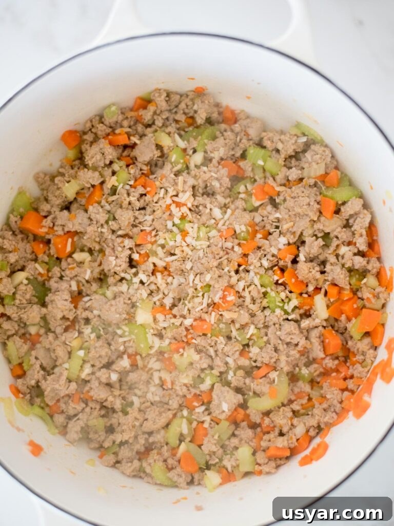 Authentic Italian Pasta e Fagioli Soup Recipe 8 dried onion added to turkey sausage mix