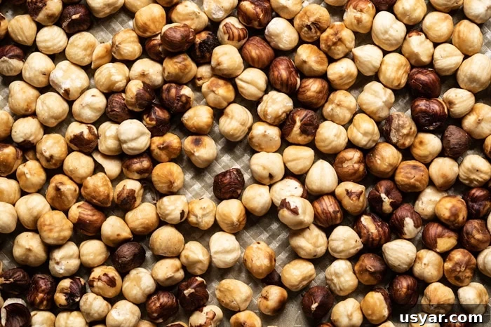 Freshly roasted hazelnuts