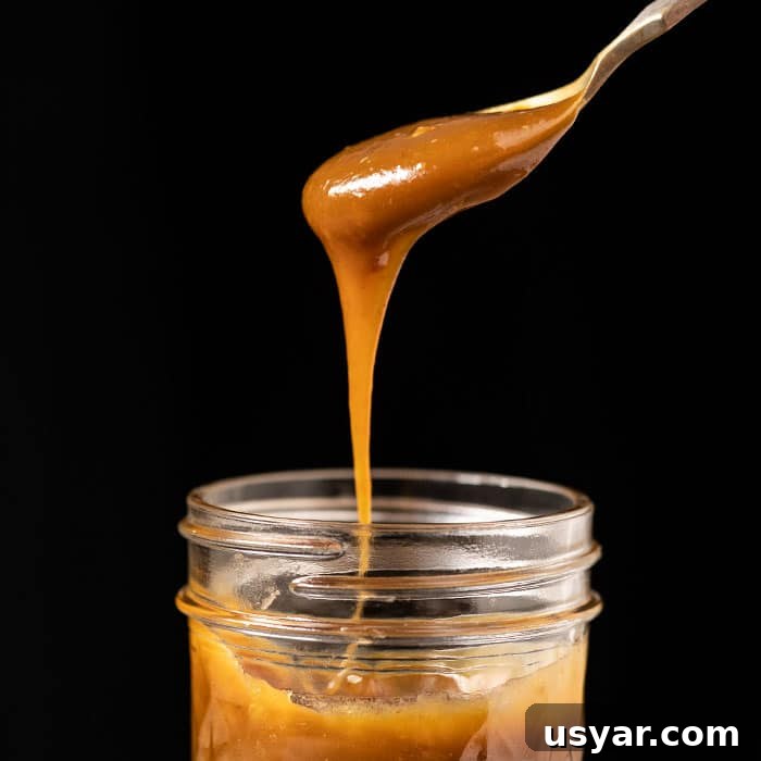 A spoonful of sugar free and keto caramel sauce