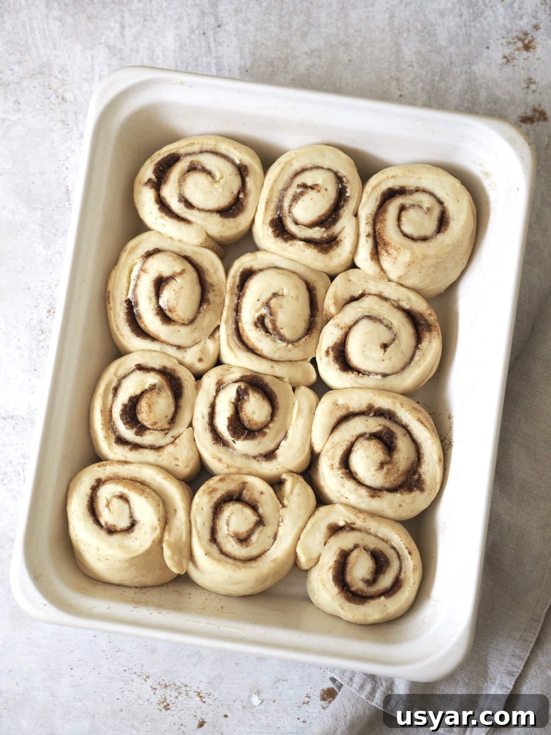 Banana Bread Cinnamon Rolls with Cream Cheese Glaze 12 Cutting rolls