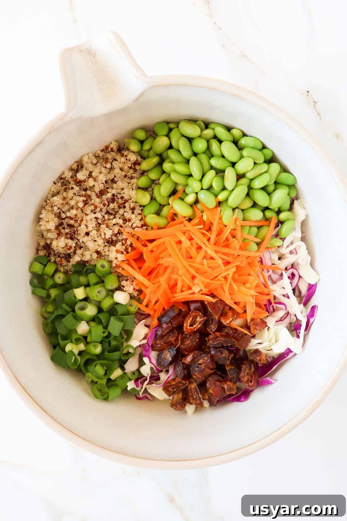 Smoked Trout and Edamame Salad with Lemon Dressing 6 Ingredients in a large mixing bowl.