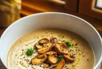 Creamy Chanterelle Mushroom Soup with Garlic and Thyme