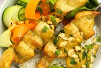 Grilled Chicken Satay Skewers with Creamy Peanut Sauce