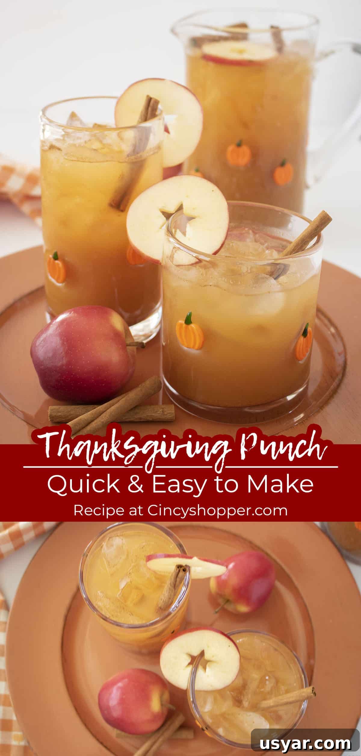 Long pin collage with Text Thanksgiving Punch Quick and Easy to make.