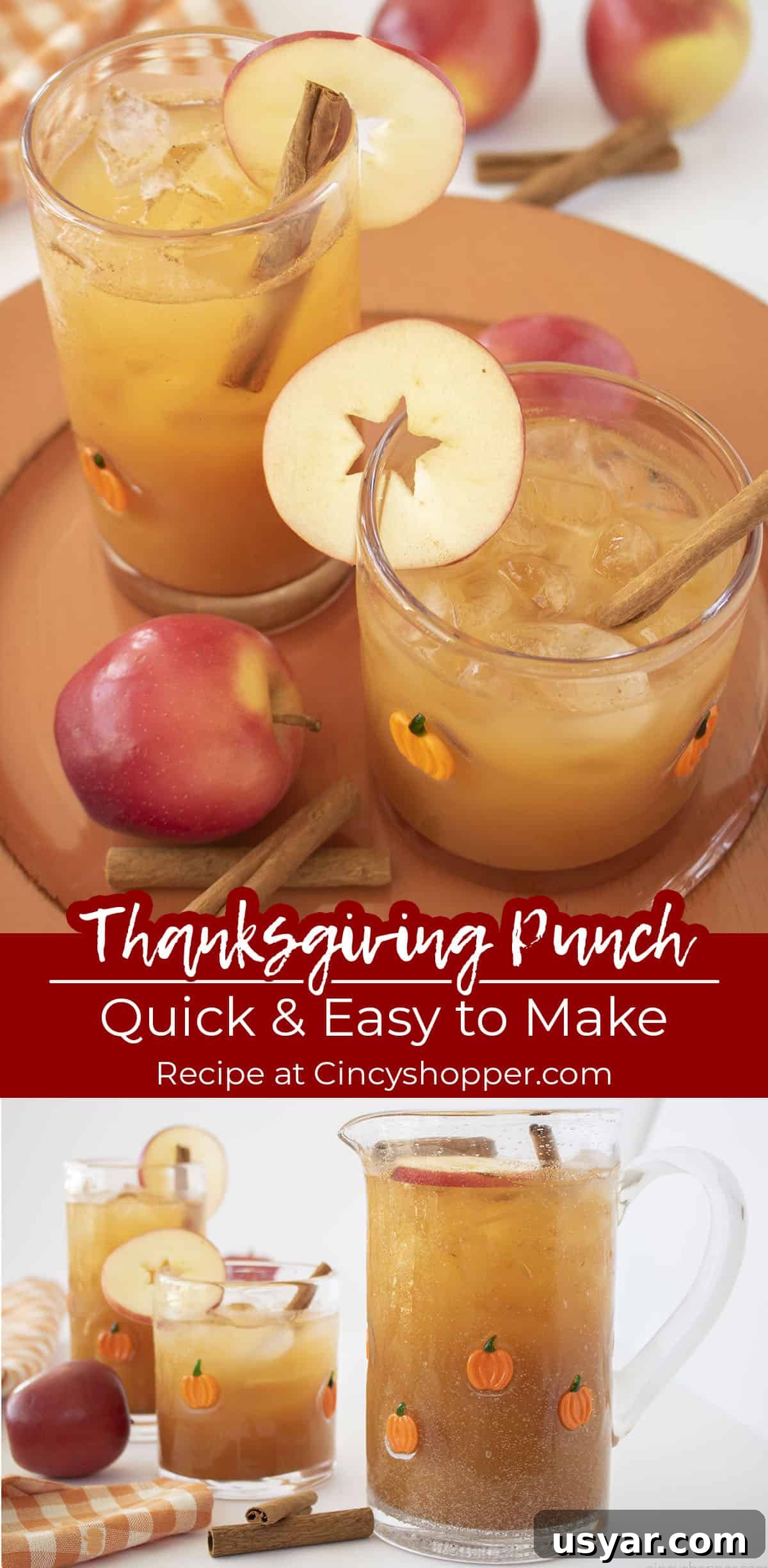 Long pin collage with Text Thanksgiving Punch Quick and Easy to make.