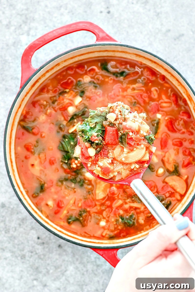 Bowl of Southwestern Kale and White Bean Soup