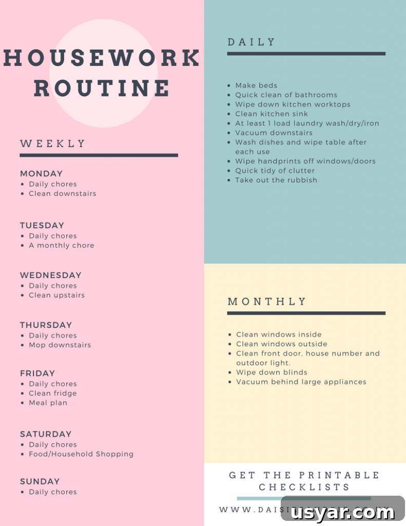 How to Remove Chewing Gum From Clothes Without Damage 4 A printable housework routine timetable split into daily, weekly and monthly chores