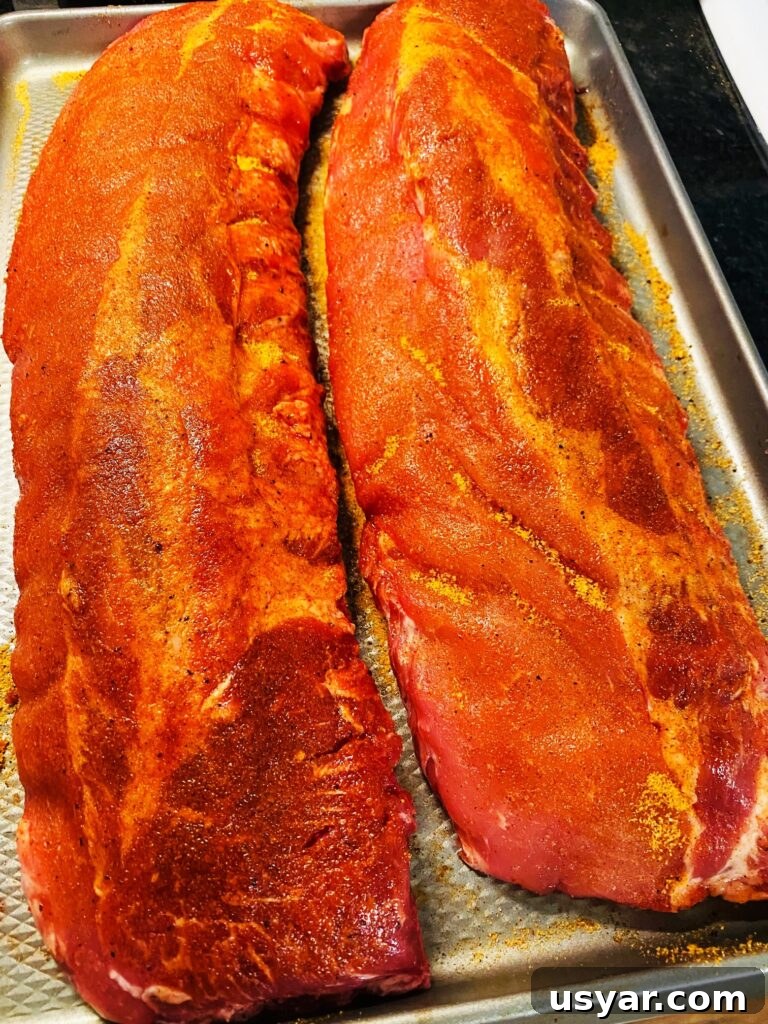 Smoked Ribs with Cherry Coke Glaze 3 seasoned ribs before putting on the smoker