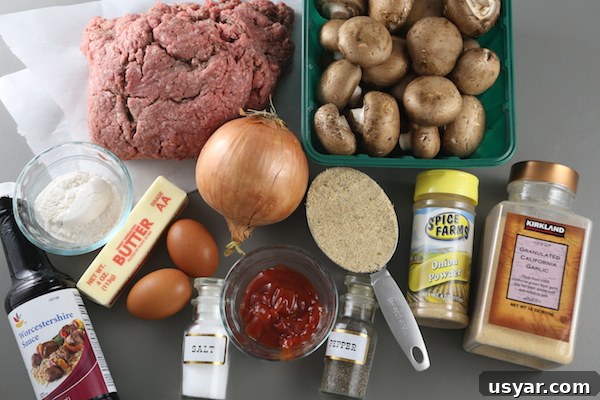 Salisbury Steak in Rich Mushroom Gravy 4 Ingredients for Salisbury Steak with Mushroom Gravy