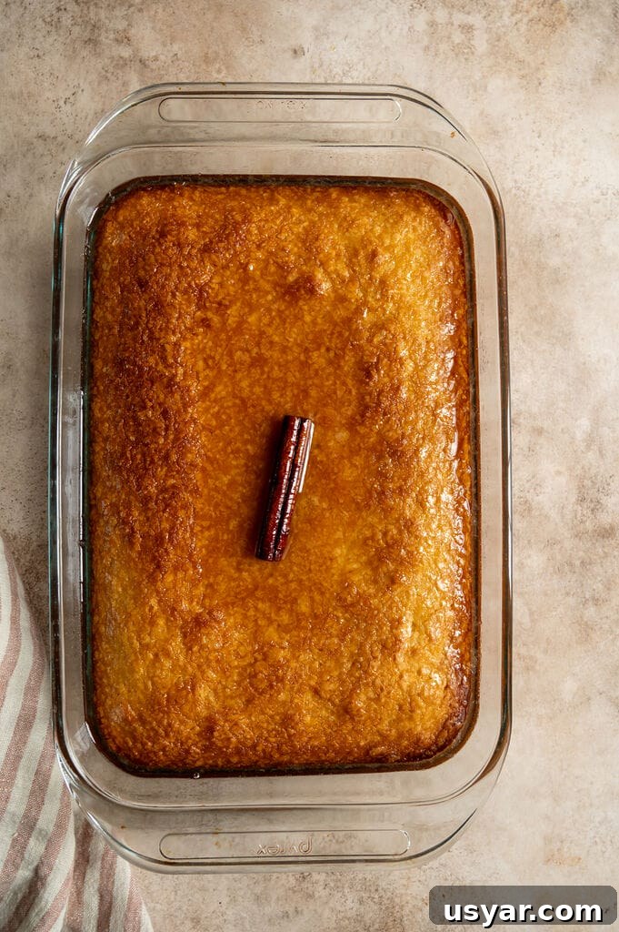 Lemonopita: Greek Lemon Cake with Phyllo 12 The baked lemonopita topped with they syrup.
