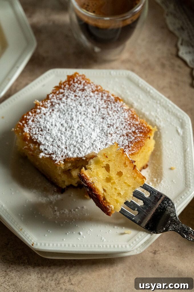 Lemonopita: Greek Lemon Cake with Phyllo 16 Showing the inside of the lemonopita cake.