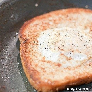 Egg in the hole close-up
