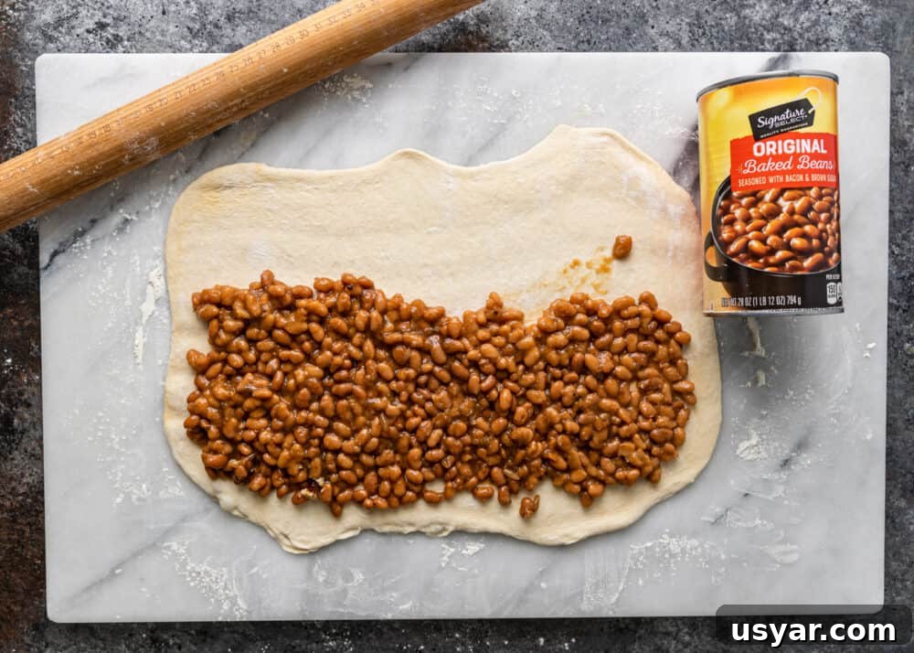 bbq beans on dough